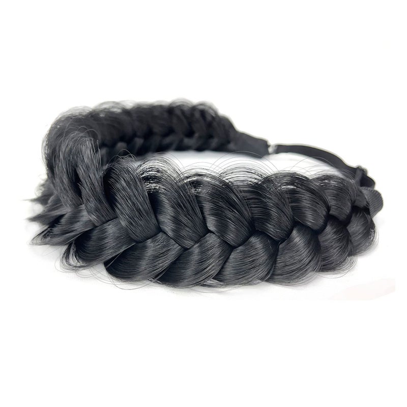 TOECWEGR Synthetic Hair Braided Headband Classic Wide Strands Wedding Disorderly Fluffy Braids Wig Band Women Beauty Accessory - Image 2